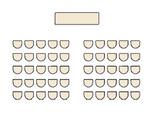 Theatre style room setup for 100 delegate